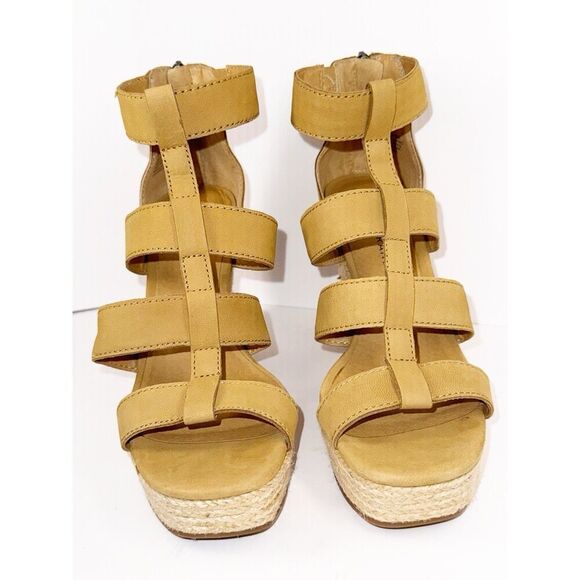 Lucky Brand Strappy Wedge Espadrille Platform Boho Tan Leather Gladiator 8/38 - Picture 16 of 16